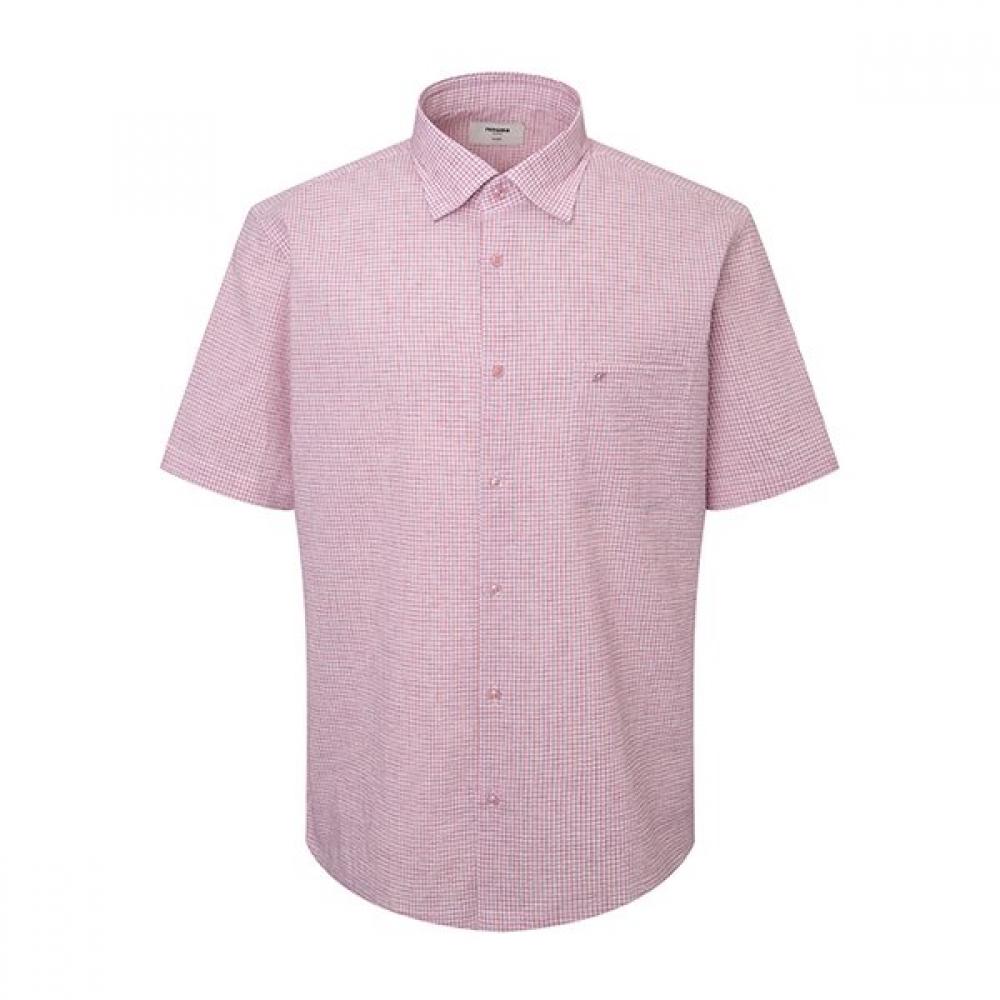 Renoma Regular Fit Linen Blend Sucker Check Short Sleeve Shirt Rpusg1239 Pk 95