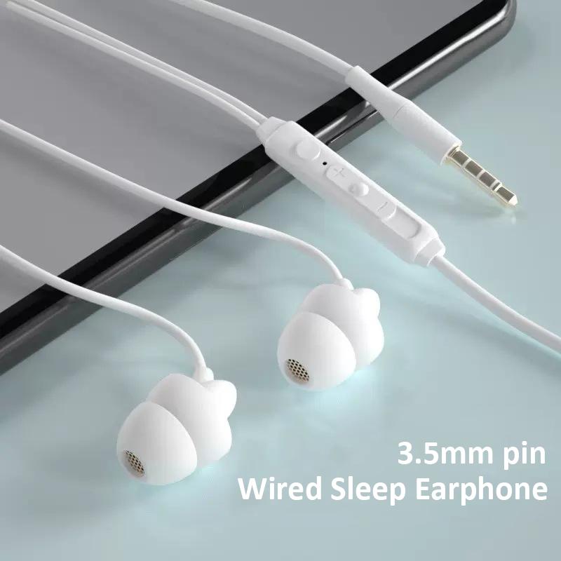 Wired Earphone 3.5mm Wired Sleep Earphone In Ear Soft Silicone Earphone Wired Headphone with Mic Bass HiFi Stereo Headset Earbud