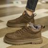 Men's Leather Boots 2025 High Quality Winter Warm Fur Ankle Short Lace-up Thick Bottom Non-Slip Casual Work Mens Shoes