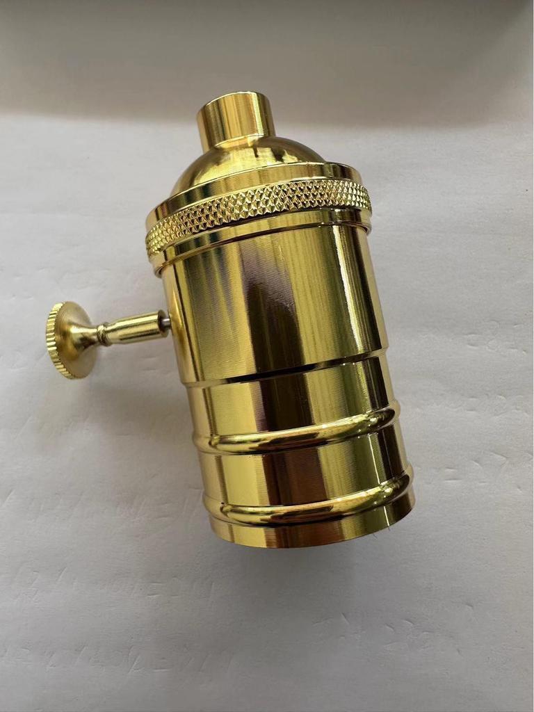 Retro aluminiowy uchwyt lampy z miedzianym przełącznikiem obrotowym E26/E27