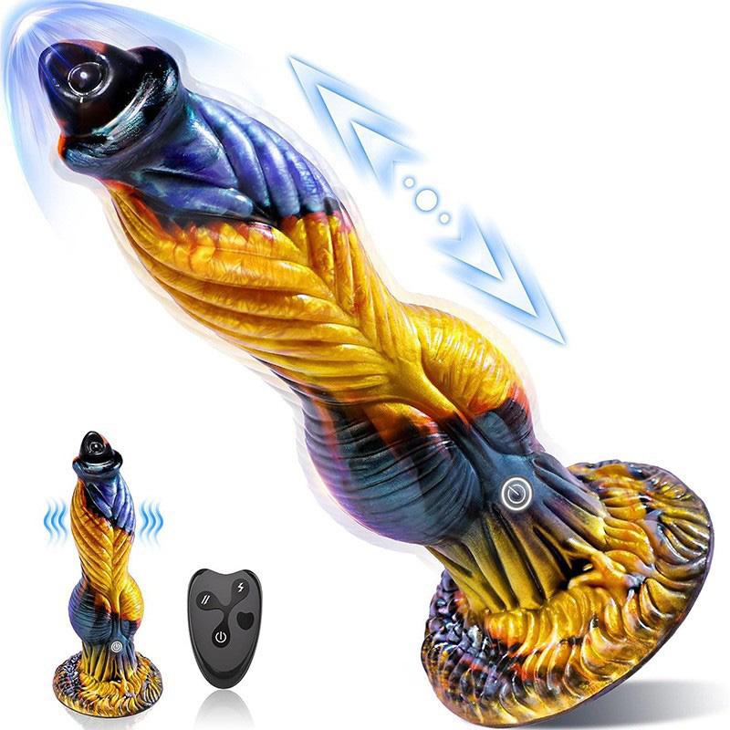Stoßender Drache Dildo Vibrator Sexspielzeug 10" 4 IN 1 Monster Fernbedienung Dickes Dildo Saugnapf Dildo Analspielzeug Erwachsenenprodukt Wasserdichter Masturbator