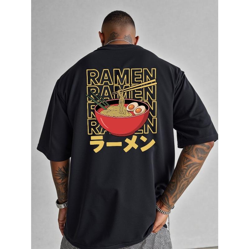[Plus Size T-shirt] RAMEN American Fashion Short-sleeved T-shirt - Printed Bottoming Shirt - Spring and Summer Round Neck Casual Versatile Top