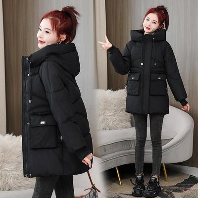 Thickened Medium and Long Cotton-padded Clothes Women's New Loose Large Size Hooded Cotton-padded Jacket Fashion Cotton-padded Jacket Cold-proof