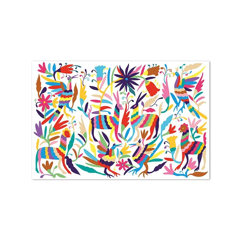 

Красочный узор Мексиканский принт Искусство Отоми Постер Мексиканская вышивка Искусство Холст Живопись Мексиканское народное искусство Картина Декор для дома и комнаты 21cm×30cm NoFrame