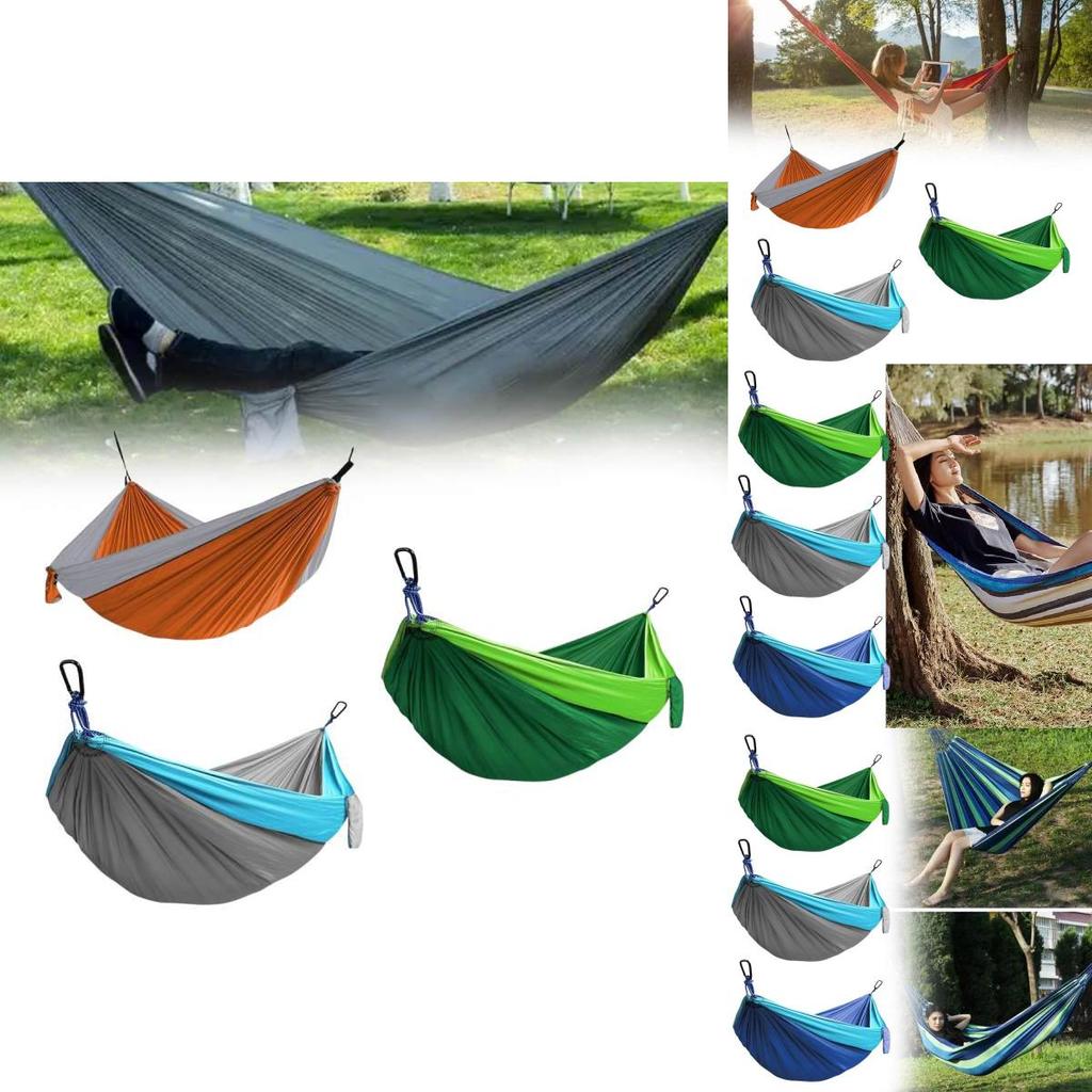 Double Nylon Hammock With Parachute Fabric For Outdoor Camping And Portable Use