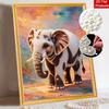 Pearl Painting DIY Kit Frameless Elephant Canvas Shiny Bead Art Creative Craft for Bedroom Living Room Decor