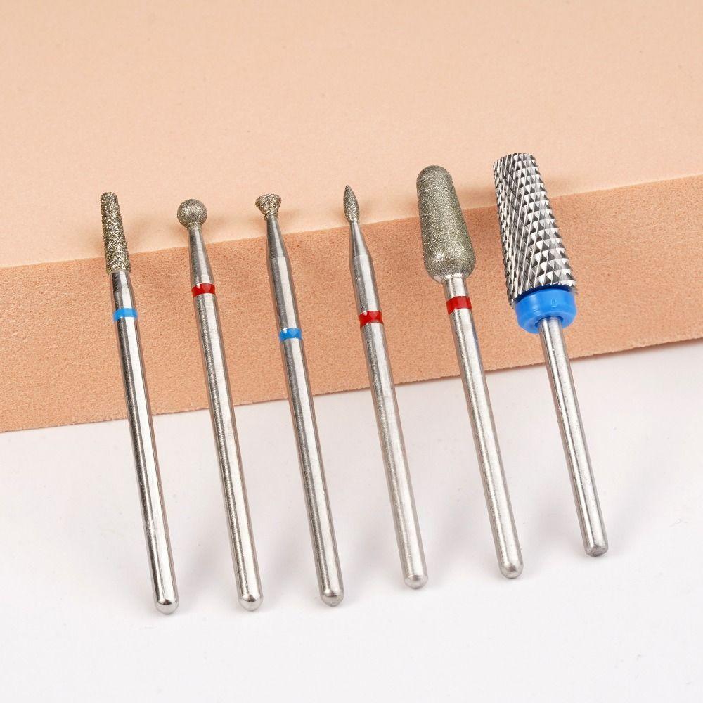 6Pcs Wear-resistant Nail Art Drill Bit Kits Professional Cuticle Nail Grinding Bits  Pedicure Care