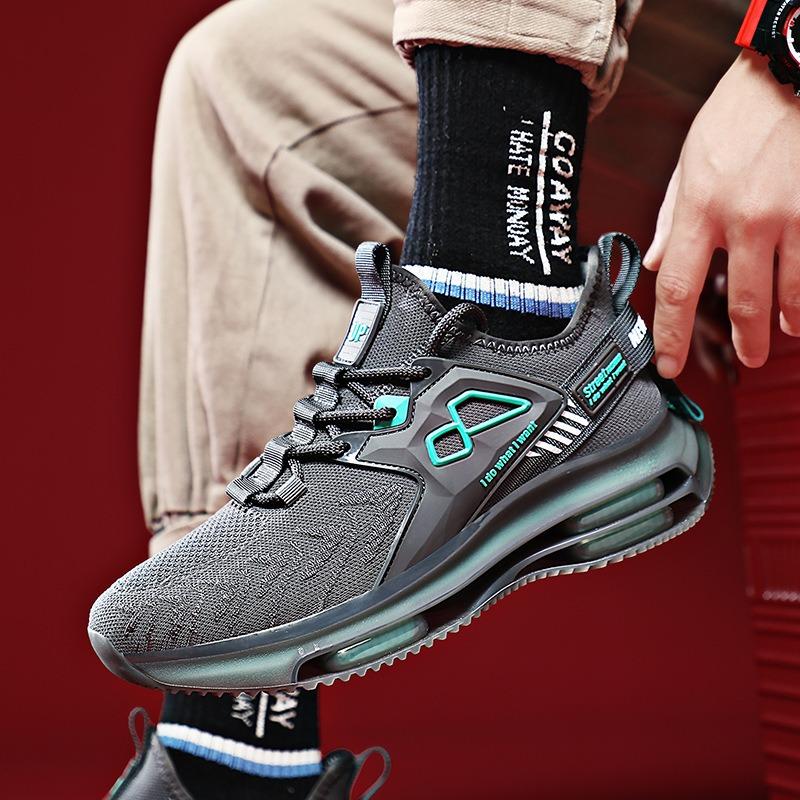 Men's Full Air Cushion Running Shoes Breathable Knit Non-slip Shock Absorbing Athletic Sneakers