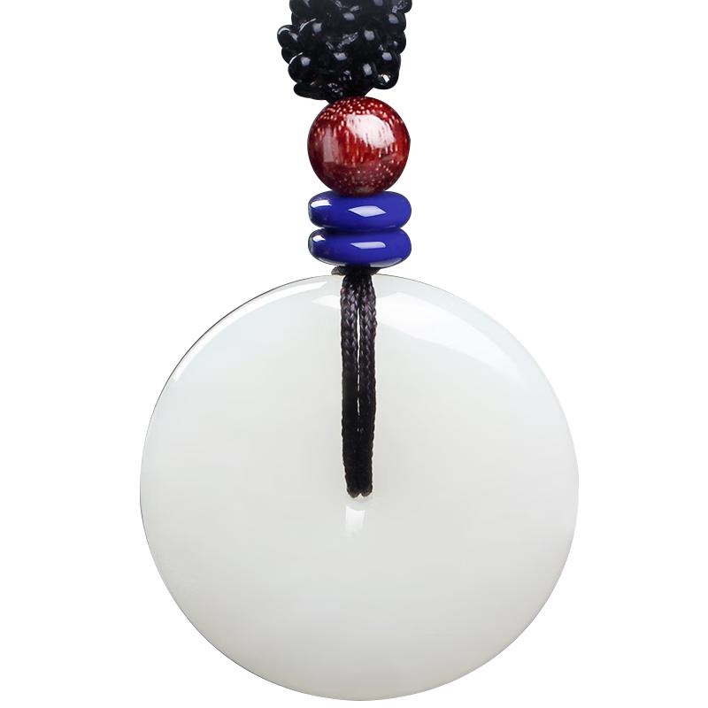 Unisex Hetian Jade Peace Buckle Pendant