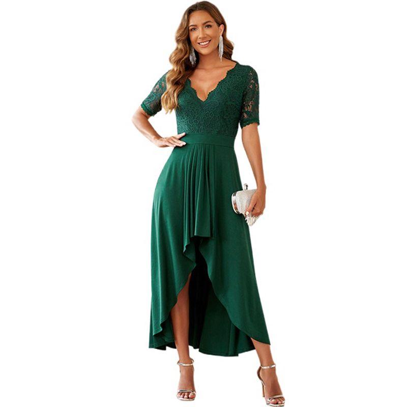 

Summer 2024 New Arrival Elegant Elegance Lace Dress for Women Fashion Fashion V Neck High Waist Irregular Long Dress Women Green XL code fits (70.00 kg-75.00 kg