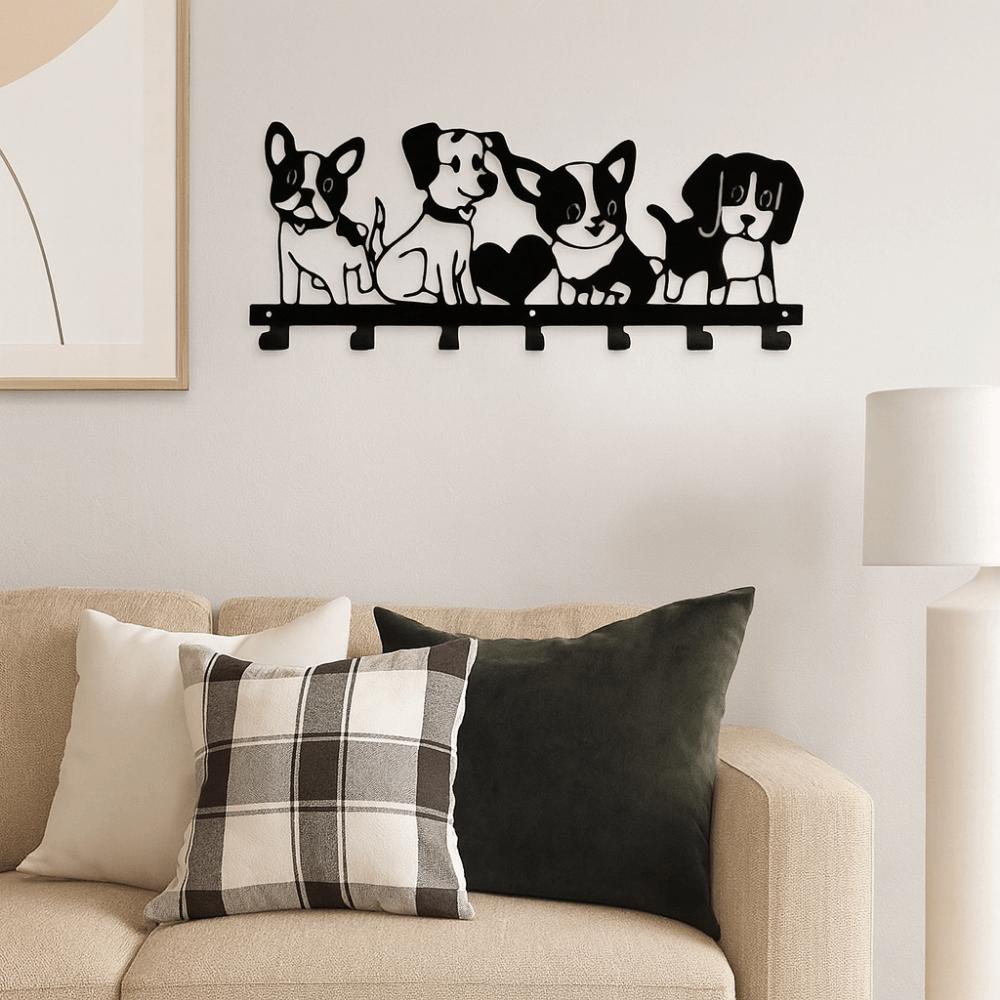 Iron Cartoon Dog Coat Hook Nordic Key Holder Durable Clothes Storage Rack Entryway