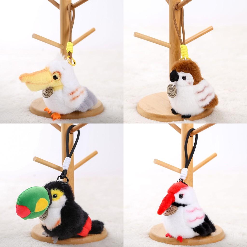 Red Crowned Crane Plush Parrot Keychain With Pp Cotton Filling For Girls And Collectors