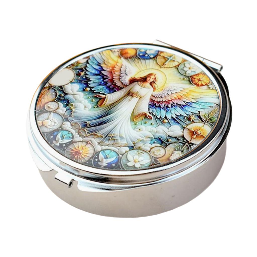 Portable Metal Jewelry Organiser With Mirror And Secure Closure For Travel Medicine Storage Container with Compartment