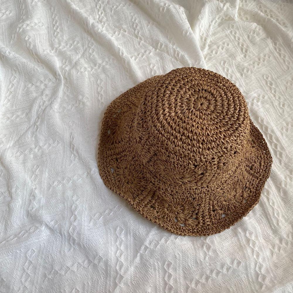 British Style UV Protection Sunscreen Straw Hats Breathable Foldable Bucket Cap Lightweight Beach Hats Vacation Accessory