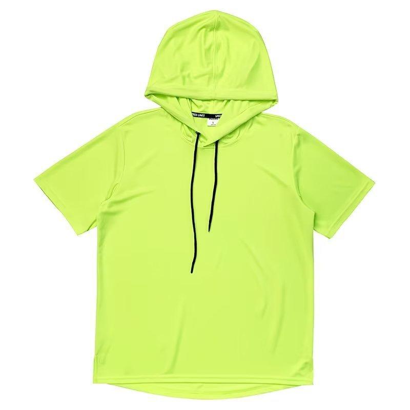 Unisex Summer Thin Short Sleeve Hooded T-shirt Japanese Style Solid Color Loose Plus Size Breathable Casual Pullover Tee