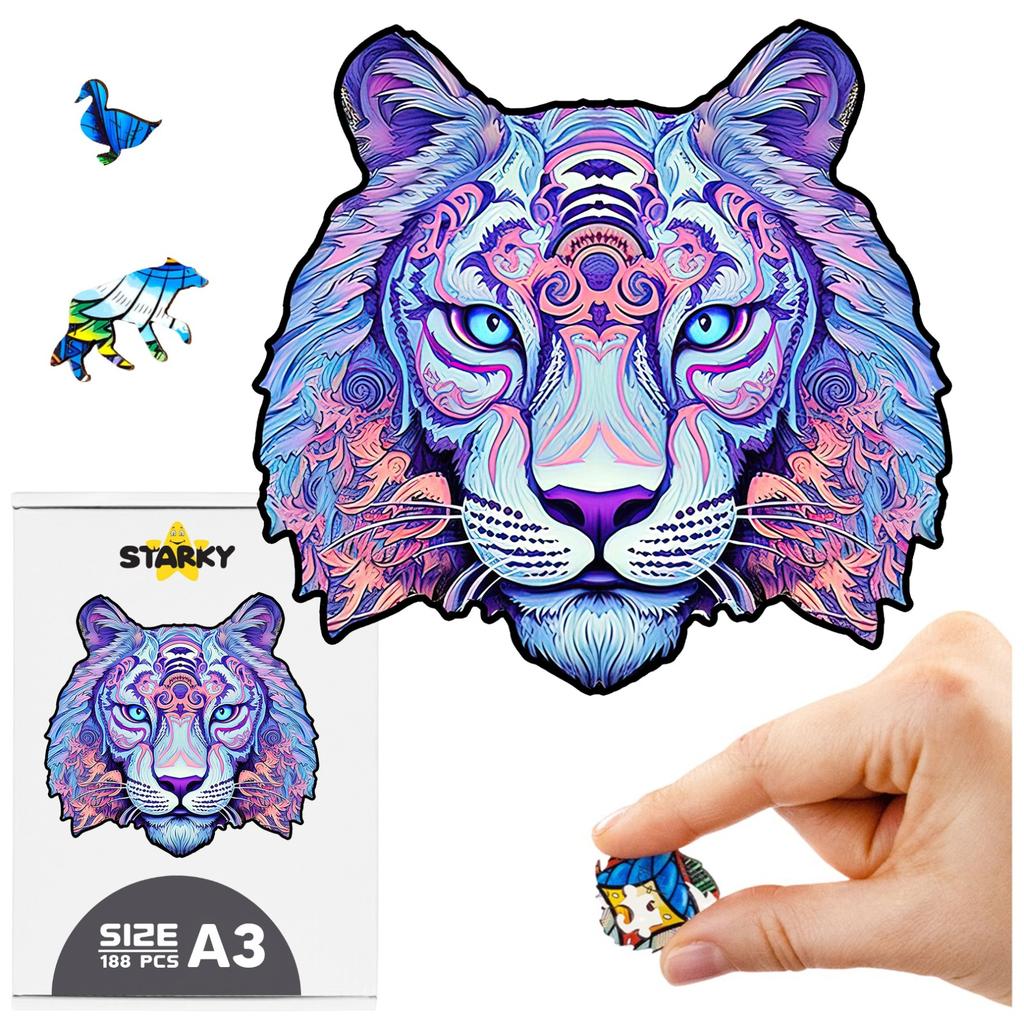 Adult children's wooden puzzle tiger cat a3 birthday gift for father