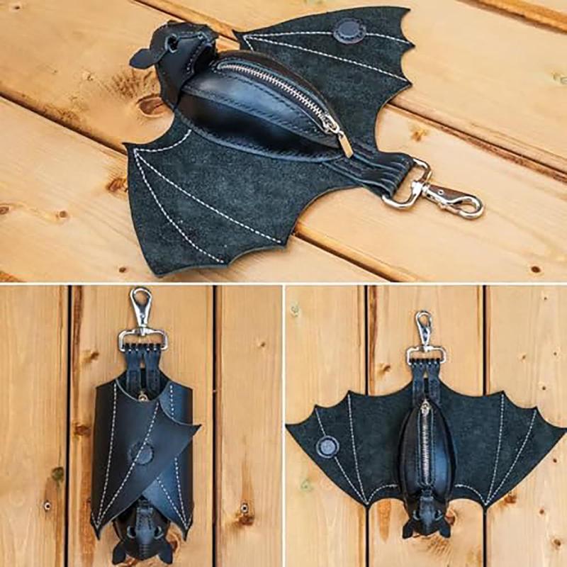 Pu Leather Bat Coin Purse With Bat Keychain - Bat-Themed Zippered Coin Pouch Wallet Suitable For Women'S Dress & Bat Costumes