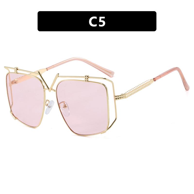 Oversized Sunglasses Women For Men Vintage Sun Glasses Punk Popular Outdoor Luxury Brand Designer Metal Hollow Eyewear Uv400