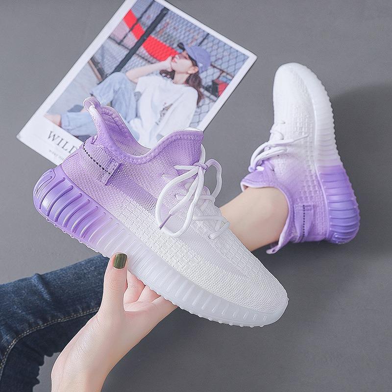 Spring New Women's Flying Weaving Sports Leisure Running Breathable Student Net Shoes Tide