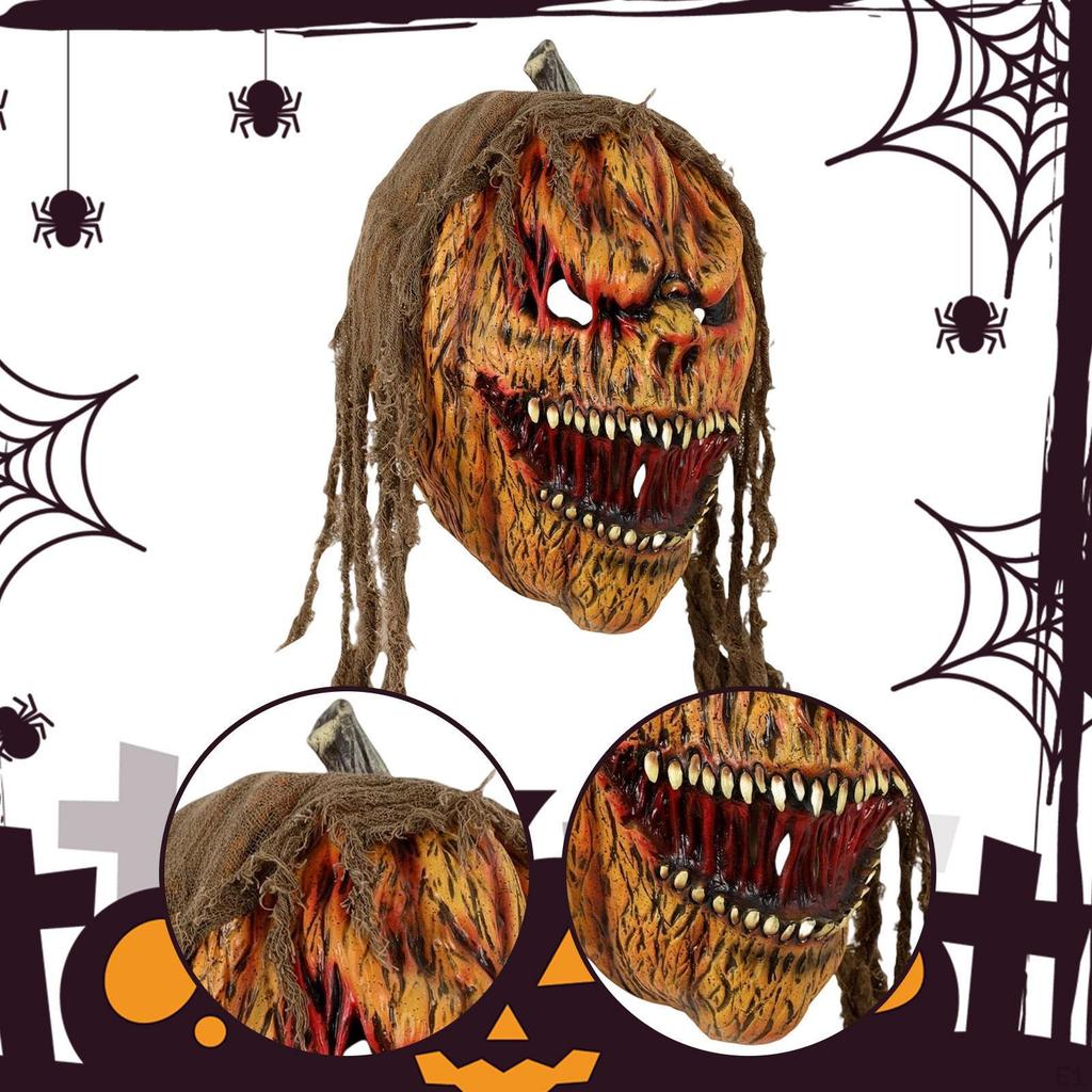 Halloween Pumpkin Face Head Headgear Scary Cosplay Costume for Stage Shows