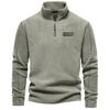 Men's Fleece Warm V-neck Zipper Sweatshirt  Outdoor Sports Coats Pullover Men's Casual Outwear