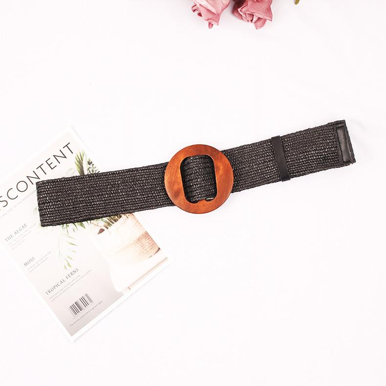 And Waist Weave Rope Wooden Round Buckle Women Belt Clothing Gift Accessories