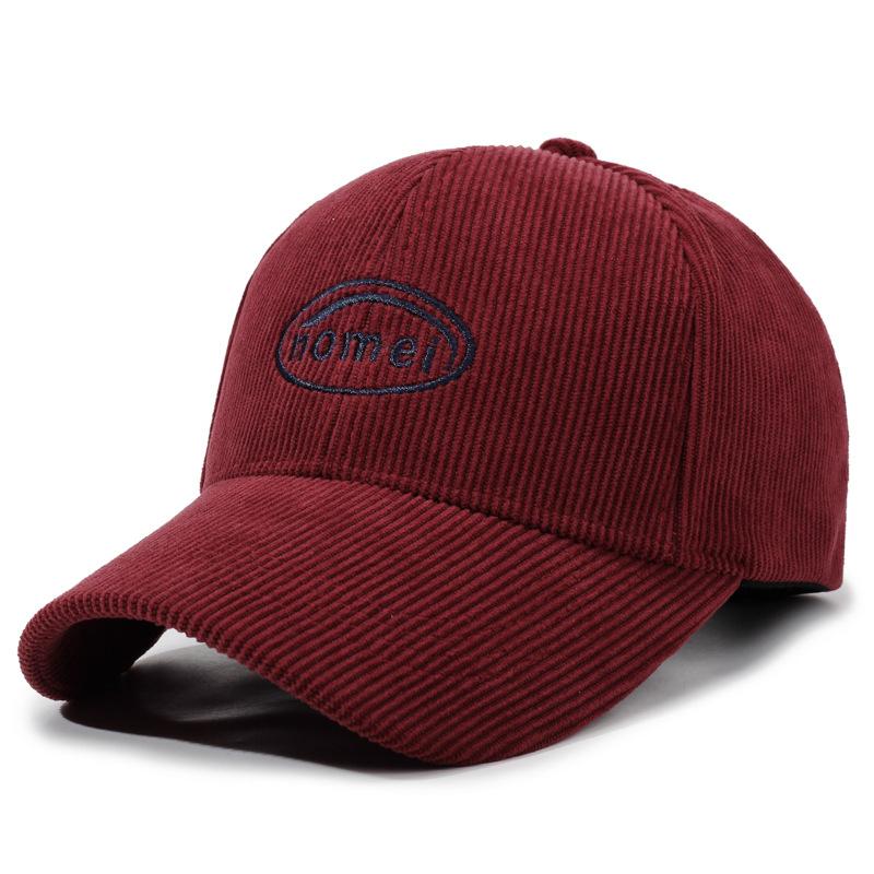Corduroy Cap Letter Embroidery Baseball Cap for Men Women Outdoor Cap