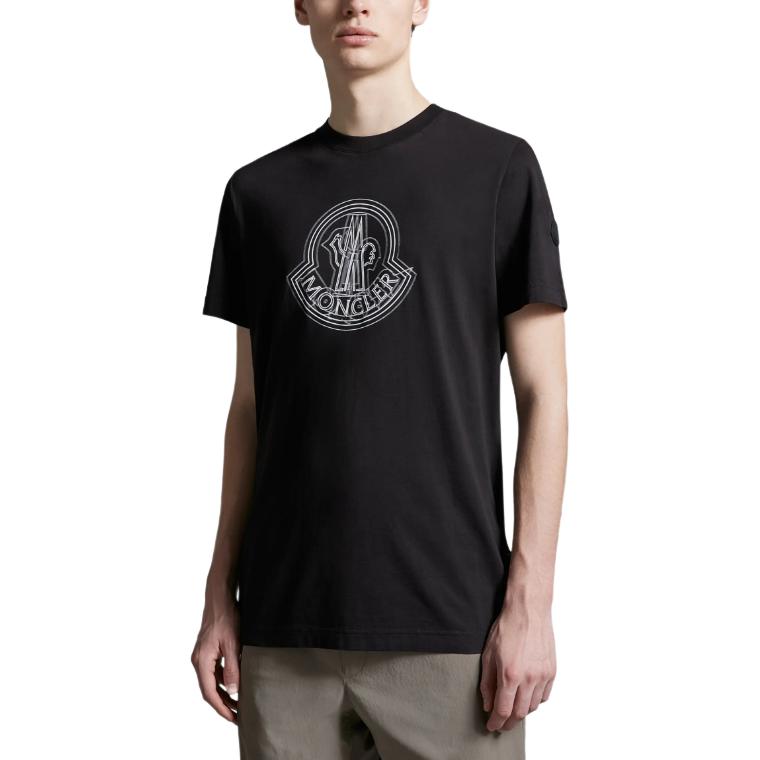 Moncler Letter Print Simple Casual Round Neck Short Sleeve T-Shirt Men T-Shirts Black J10918C0002889A17999