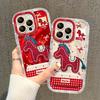 Fluffy Pony Mirror Stand Phone Case With Gauze Pattern For Iphone 17 Pro Max 16 15 14