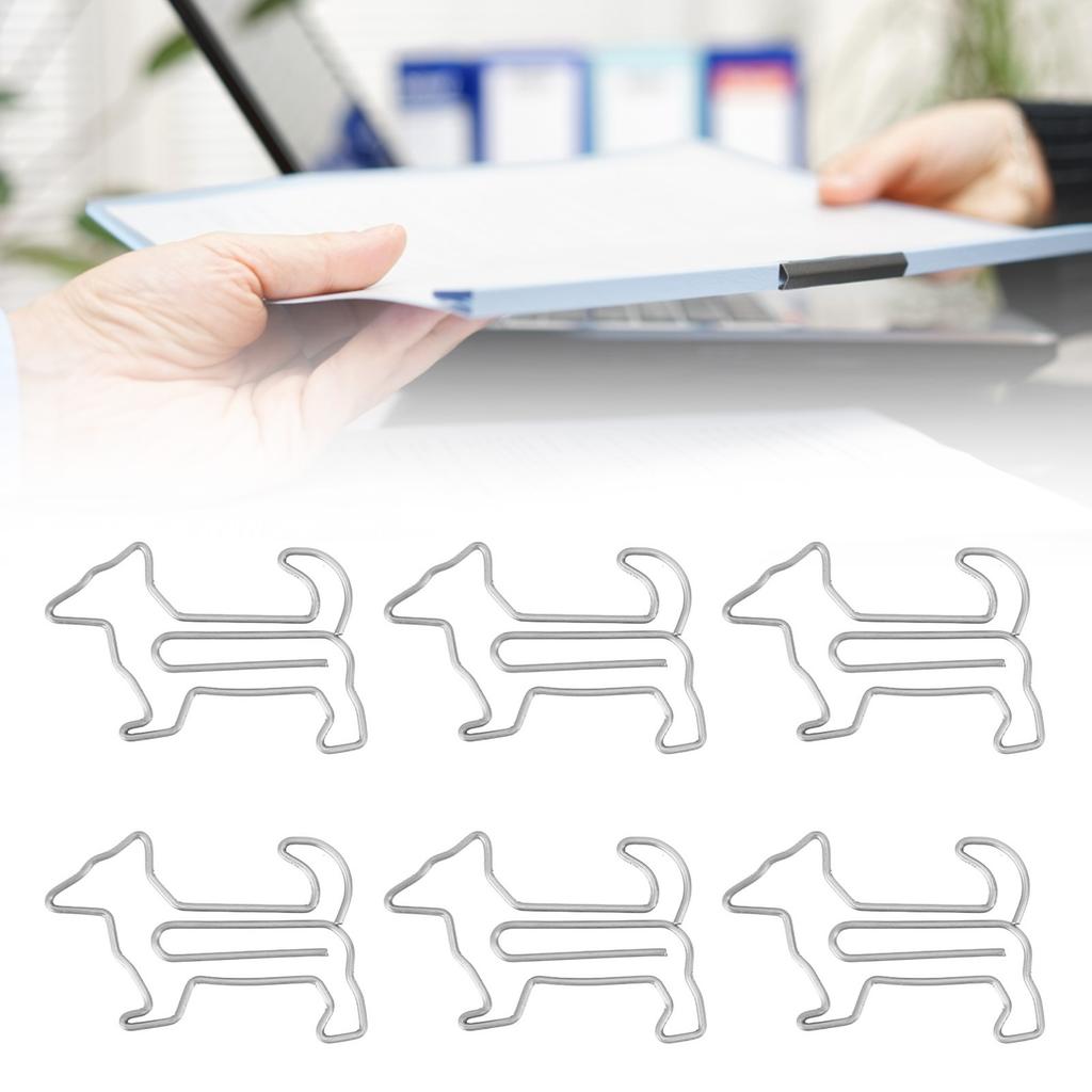 100pcs Dog Shape Paper Clips Crtively Cute Plated Metal Bookmark Paper Clips for Students Stationery