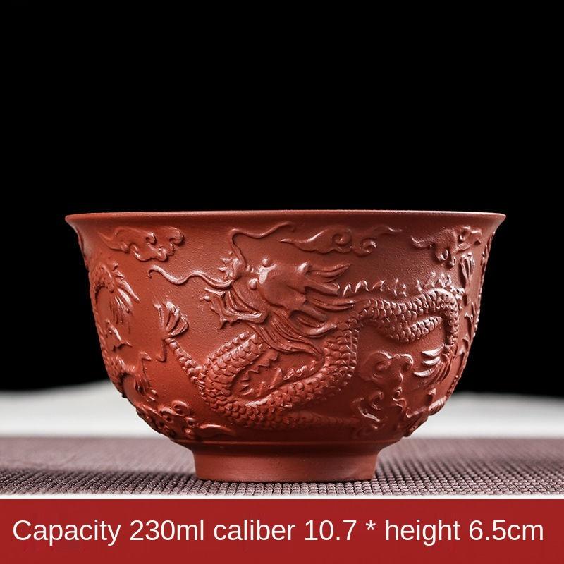 230ml Zisha Bowl Handmade Tea Set Tea Bowl Chinese Style Dragon Pattern Ceramic Clay Kettle Gift Birthday Present Decorations