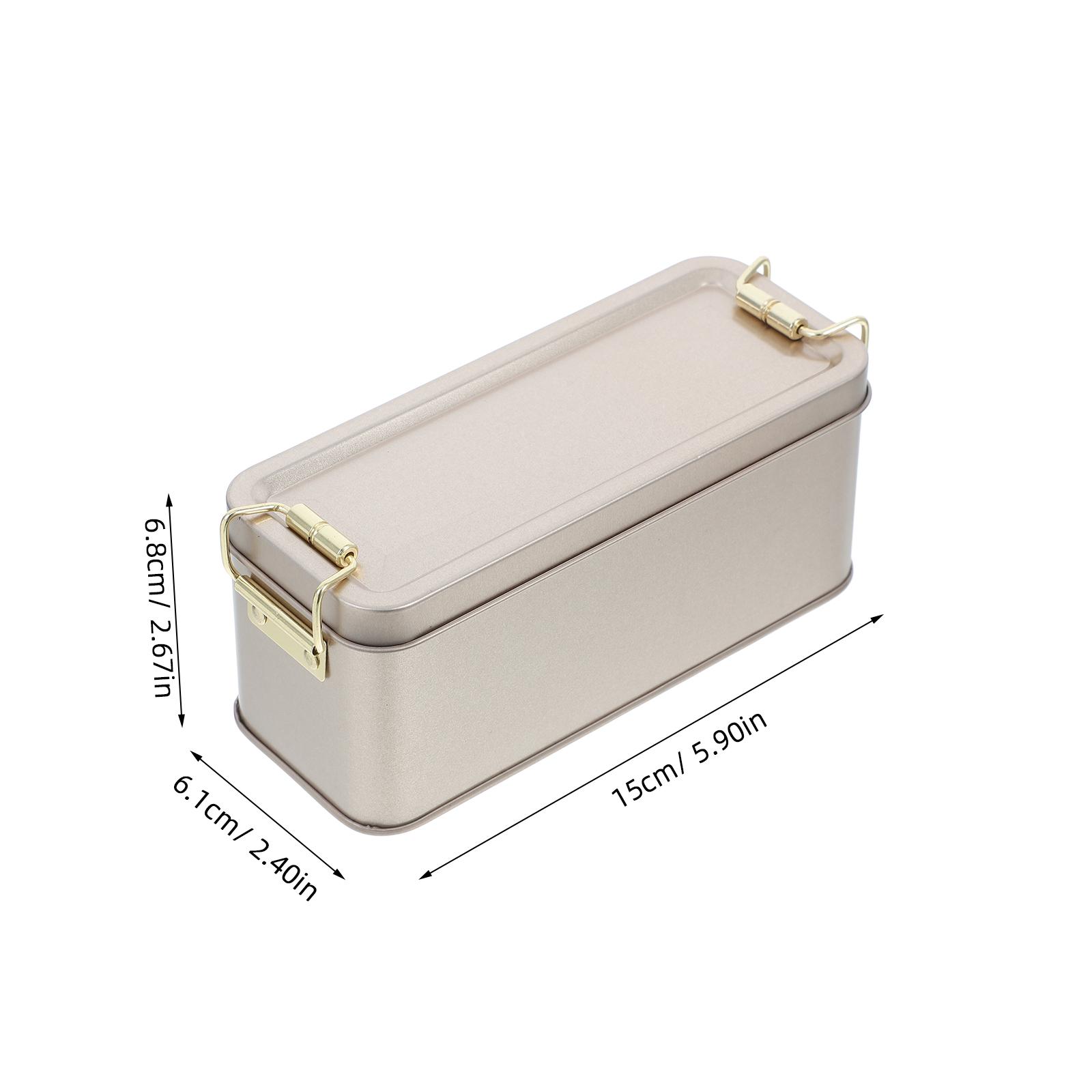 Прямоугольная жестяная коробка с крышкой для хранения продуктов банка для печенья и конфет многоцелевой металлический контейнер детский сувенир органайзер для украшений золотистый 850₽