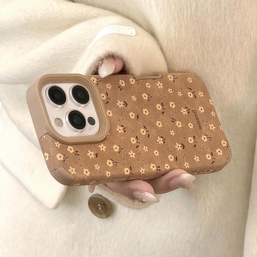 Herbstblumen für IPhone 16 für Apple 17 Promax Handyhülle 15 Retro 14 Wildleder 13