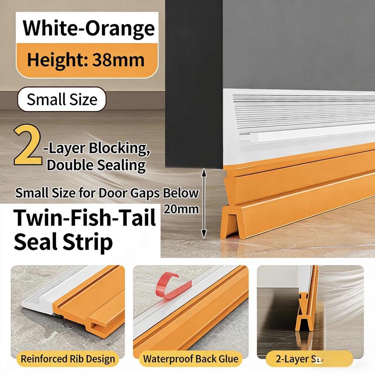 

1pc Door bottom sealing strip 93cm windproof, dustproof, rainproof sealing strip noise reducing insulator sealing strip S&93cm оранжевый