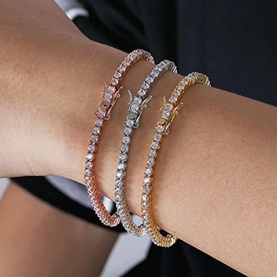 18K Rose Gold Plated 7 Inch Tennis Bracelet Women Jewelry Lobster Clasp Bracelet [3MNSCD]