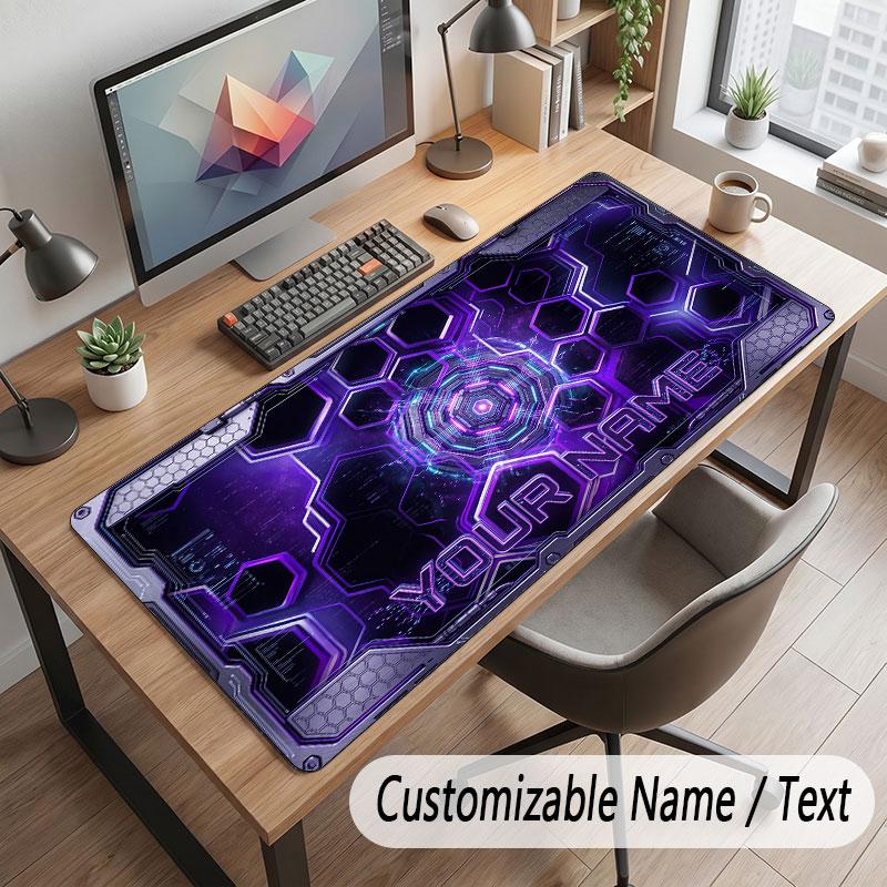 City Cyberpunk Theme Customized Mouse Pad Personalized Print Name Text Desk Mat For Home Office Table Decor