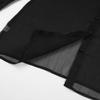Black Mesh Turn-Down Collar Puff Sleeve Women's Shirt - 2025 New European & American Autumn Fashion