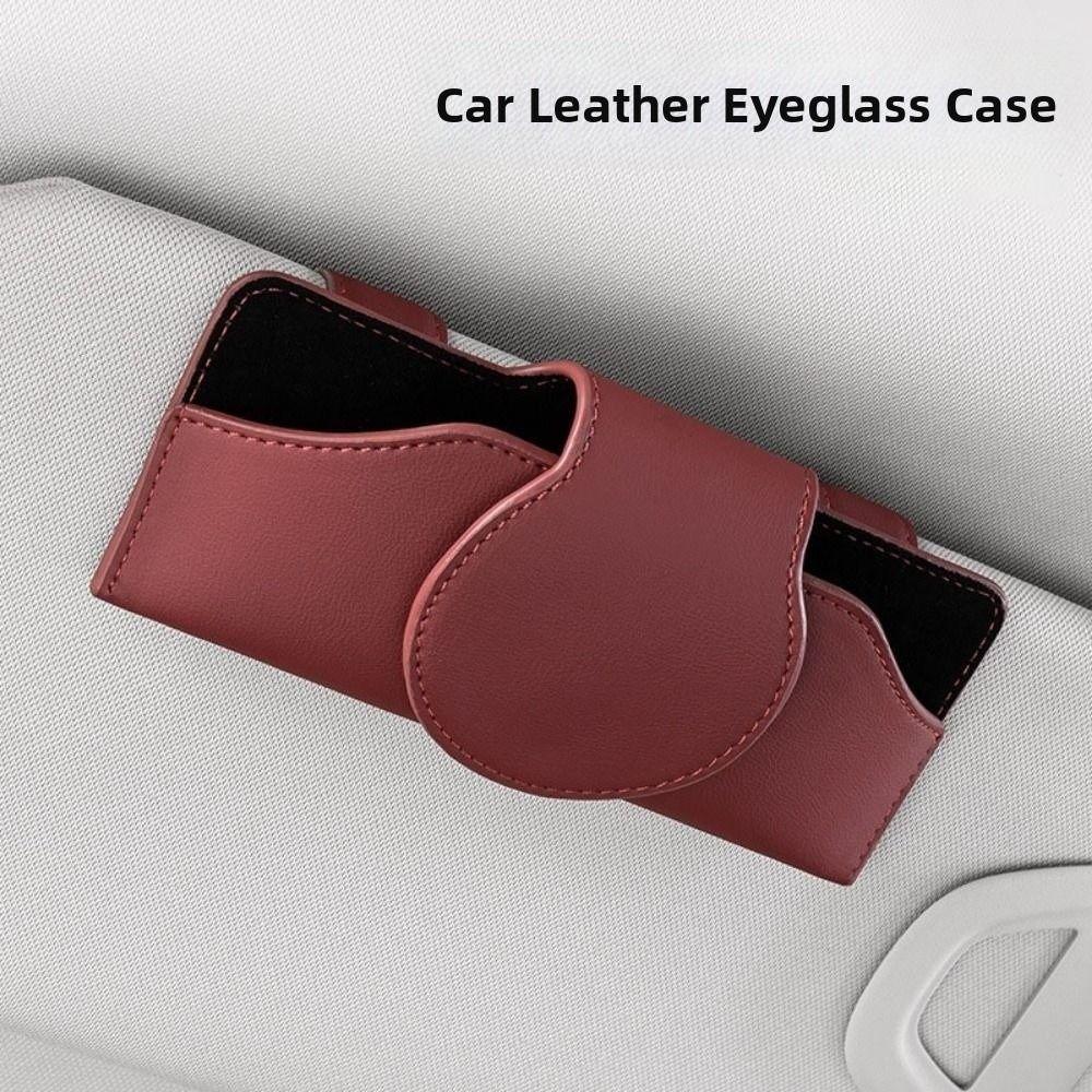 PU Leather Car Glasses Case Eyeglass Case Shock-proof Car Sunglasses Holder Stable Anti-Scratch Sun Visor Storage Box Vehicle