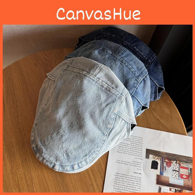 Retro Solid Simple Color Striped Neutral Casual Beret For Autumn And Winter