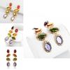 Fashionable Geometric Irregular Earrings With Vibrant Gemstones Women For