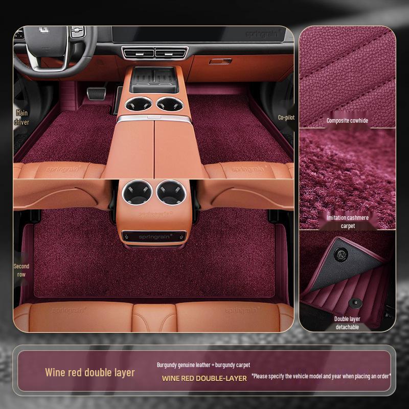 Ideal L7/8/9/ONE Genuine Leather Double-Layer Floor Mats for Six-Seven Seaters