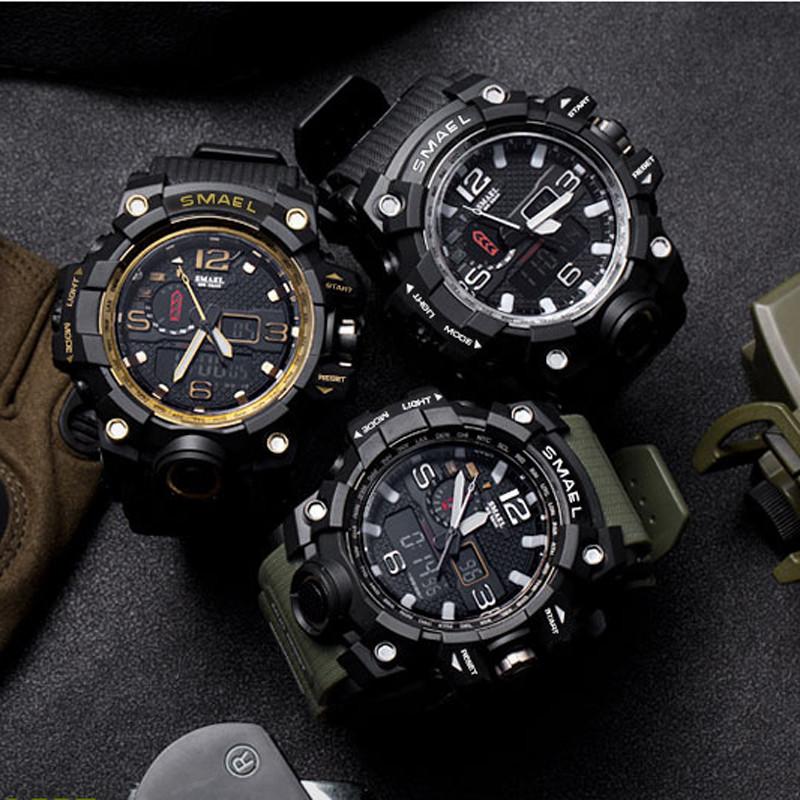 Rugged Smael Men's Military Watch Luminous Alarm Sport Wristwatch Durable 50m Waterproof