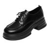 British loafers women's new spring single shoes platform work shoes thick heel lace-up small leather shoes