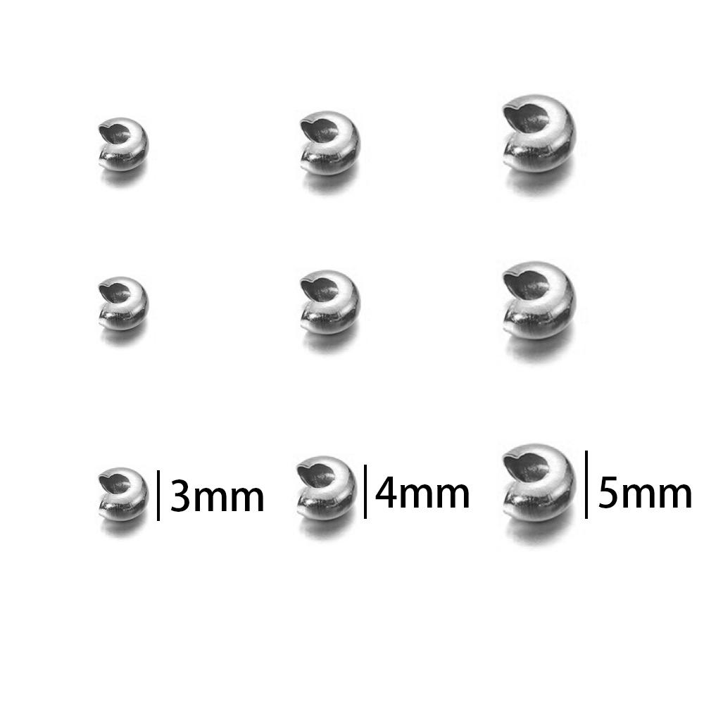 

50Pcs/Lot 3/4/5mm Stainless Steel Cover Crimp Bead Spacer Stopper Crimps Beads for DIY Jewelry Making Findings Accessories 3mm