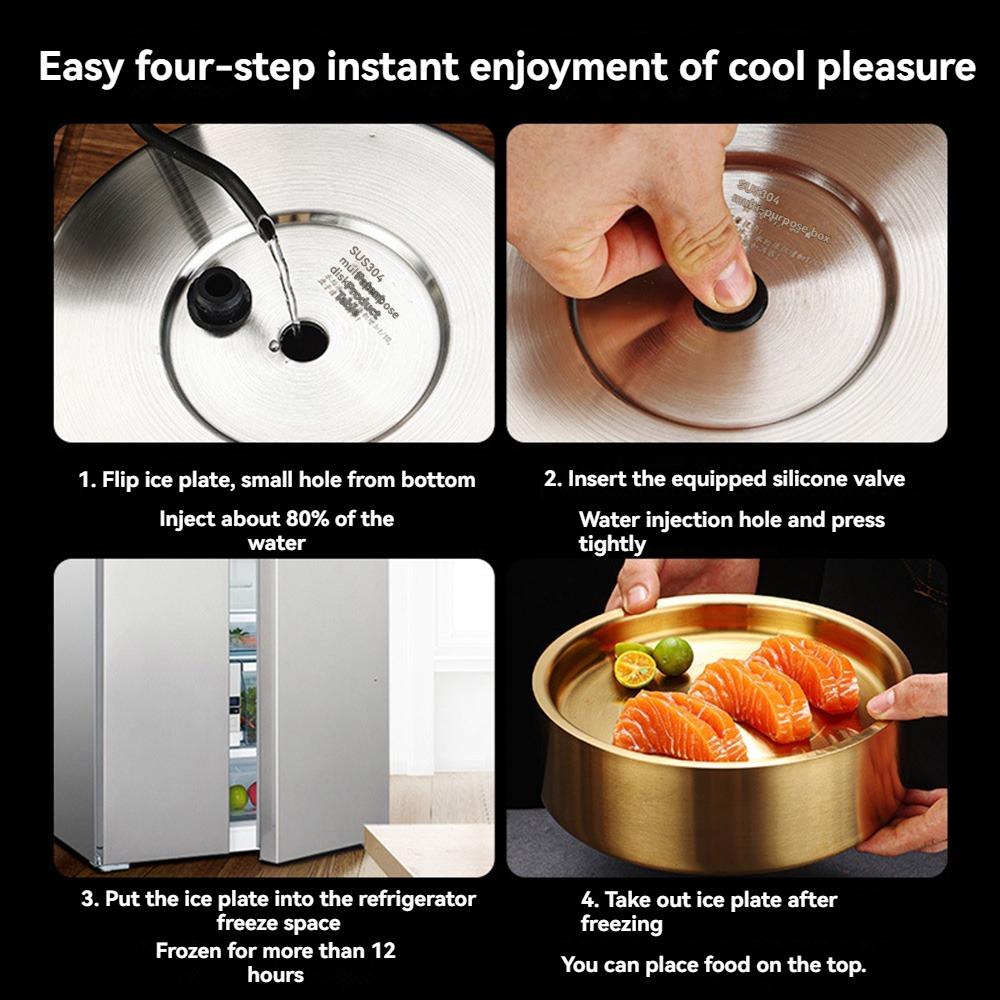 Stainless Steel Cold Tray, Appetizer Cold Plate with Ice Platter, Party Ice Tray, Food Fruit Cooled Shrimp Cocktail Plate