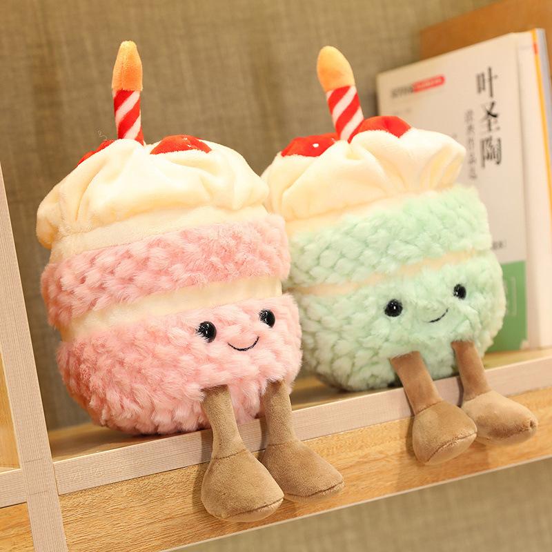 Creative Birthday Cake Doll Strawberry Cake Doll Simulation Fake Cake Music Sound Plush Toy Birthday Gift