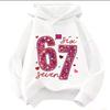 Kinder Kapuzenpullover Glitzer 67 Sechs Sieben Zahl Herz Aufdruck Langarm Pullover Sweatshirt Mädchen Freizeit Herbst Oberbekleidung