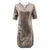 Women's Button Decoration O Neck Dress Ladies  Vintage Floral Print Short Sleeve Long Dress