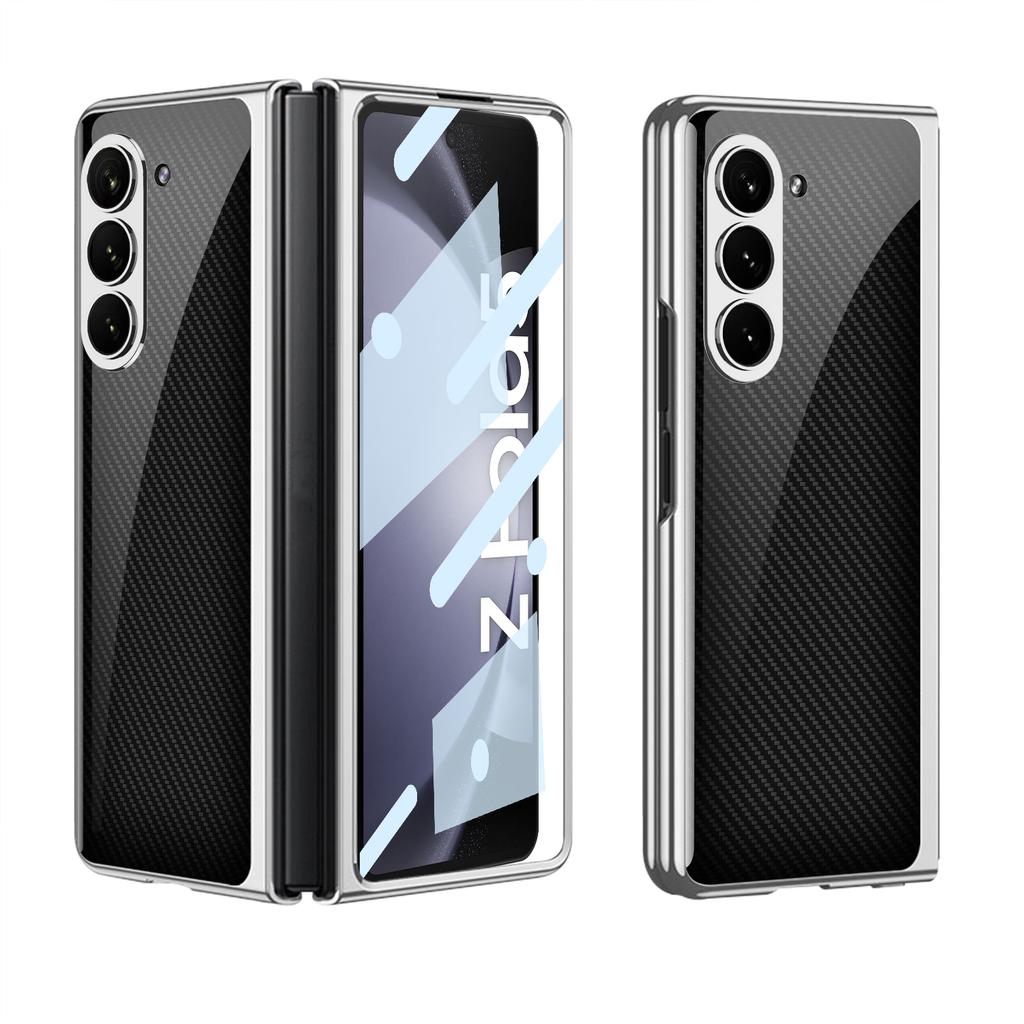 Luxury Plating Screen Glass Case For Samsung Galaxy Z Fold 7 6 5 Case Back Painted Pattern Glass Plastic Cover For Galaxy Z Fold 6