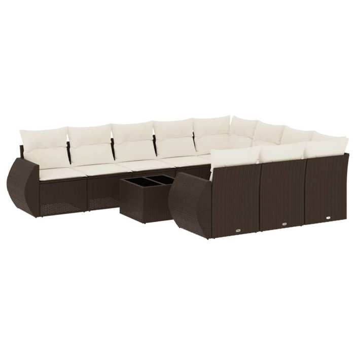 VidaXL Salon de Jardin avec Coussins 11 pcs, Canapés avec Dossier, Ensemble de Meubles, Mobilier de Terrasse Patio, Marron 3221902